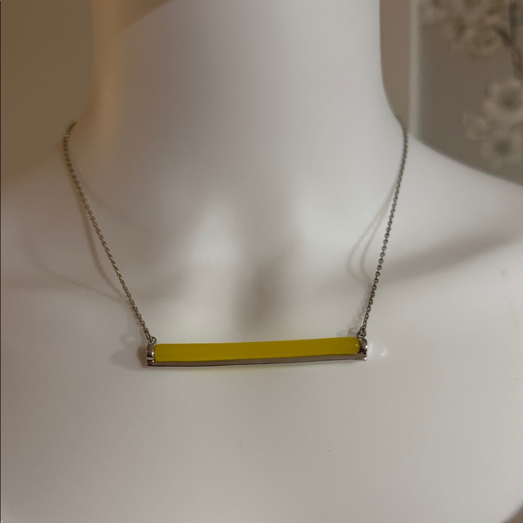 French Connection Silver And Yellow Bar Necklace